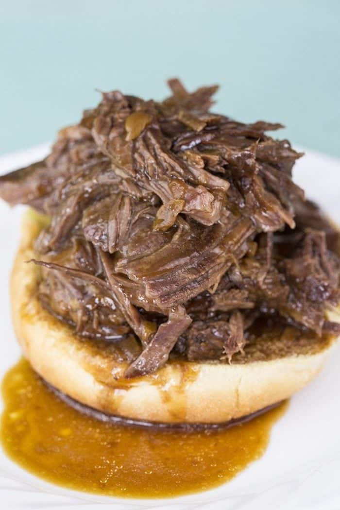 Instant Pot Roast on top of bread