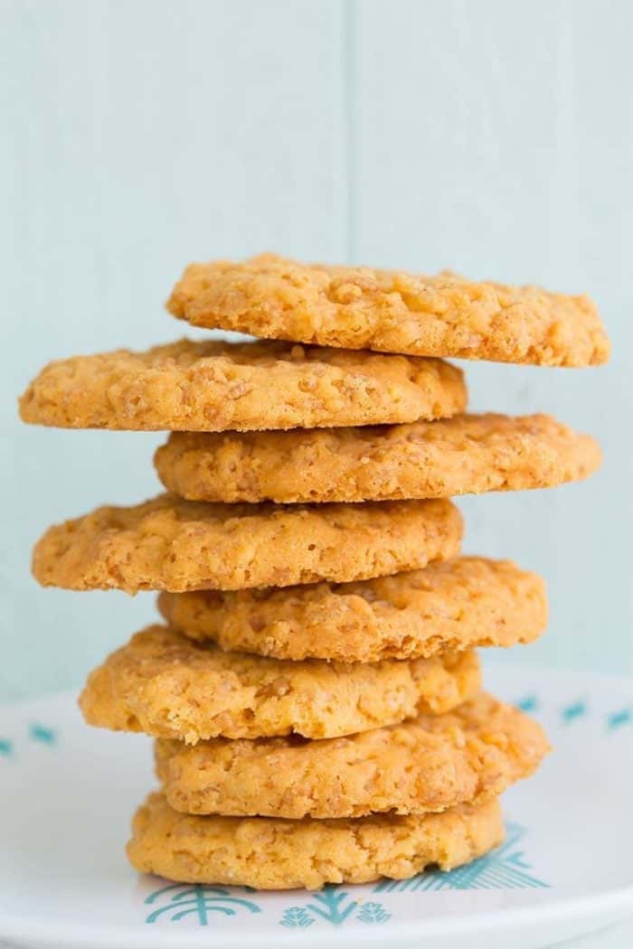 Close up Stack of Rice Krispies Cheese Crisps