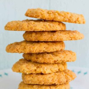 Close up Stack of Rice Krispies Cheese Crisps