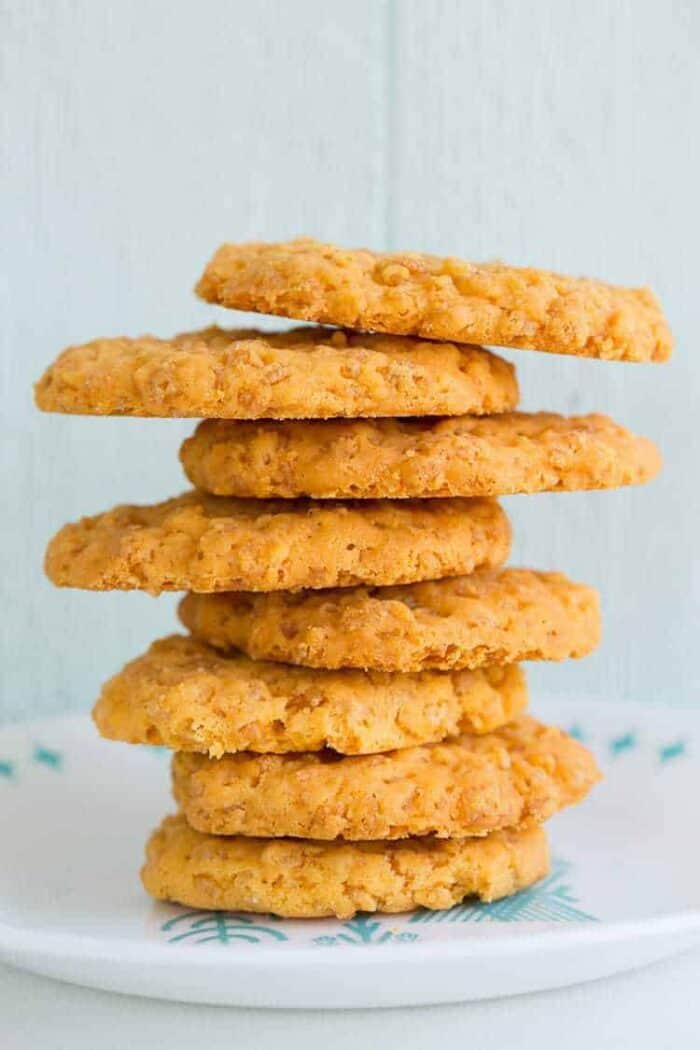 Close up Stack of Rice Krispies Cheese Crisps