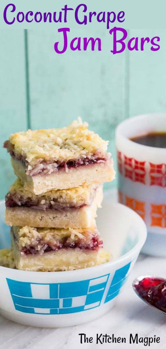 Bet you never thought that grape jam and coconut would taste THIS good together! These jam bars are SO easy to make, it's deadly! #jam #dessert #bars #grape #coconut