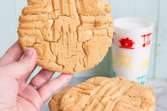 Giant Double Peanut Butter & White Chocolate Chunk Cookies