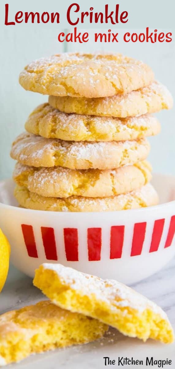 Easy and delicious, these lemon crinkle cake mix cookies are going to be a new favourite of yours! #lemon #cakemix #cookies