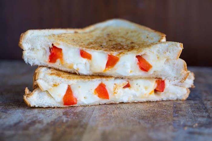 Sliced Red Pepper & Feta Grilled Cheese Sandwich