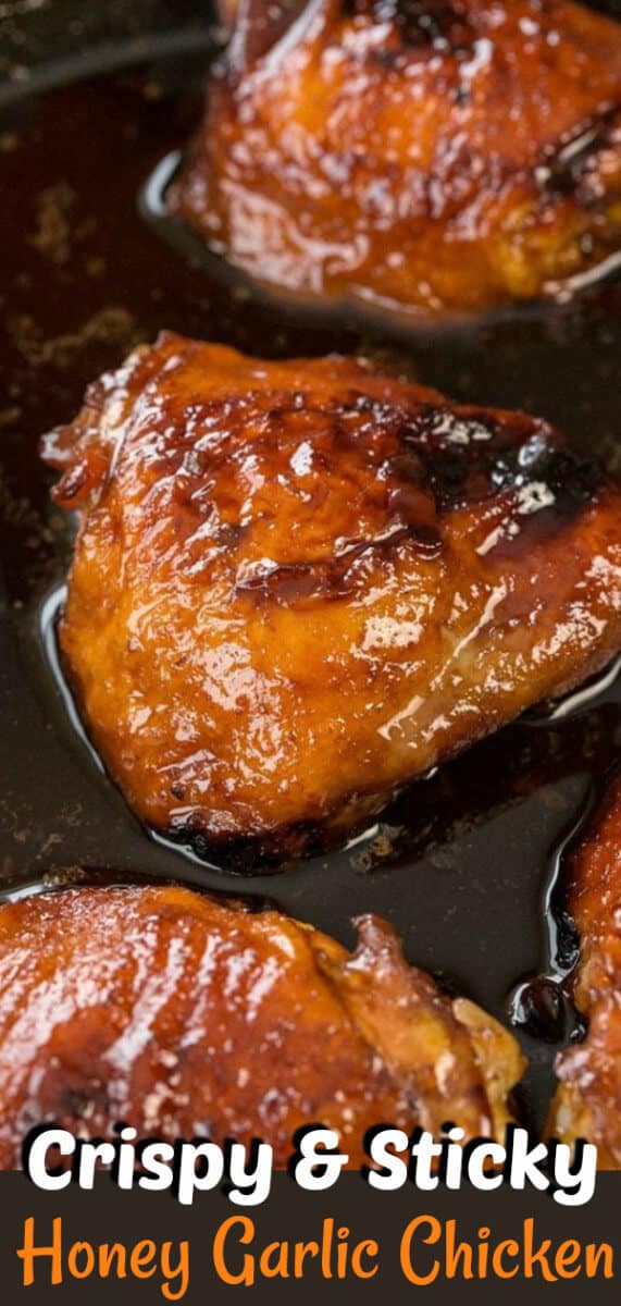 Mom's easy honey garlic chicken recipe is the best around - it's only FIVE INGREDIENTS that you have in your fridge and uses chicken thighs or breasts! #honeygarlic #chicken #chickenthighs #chickenbreast #recipe