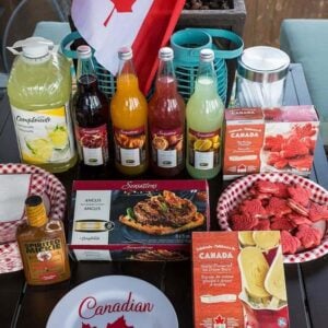 Sobeys products for BBQ all in a table with the a Canadian Flag