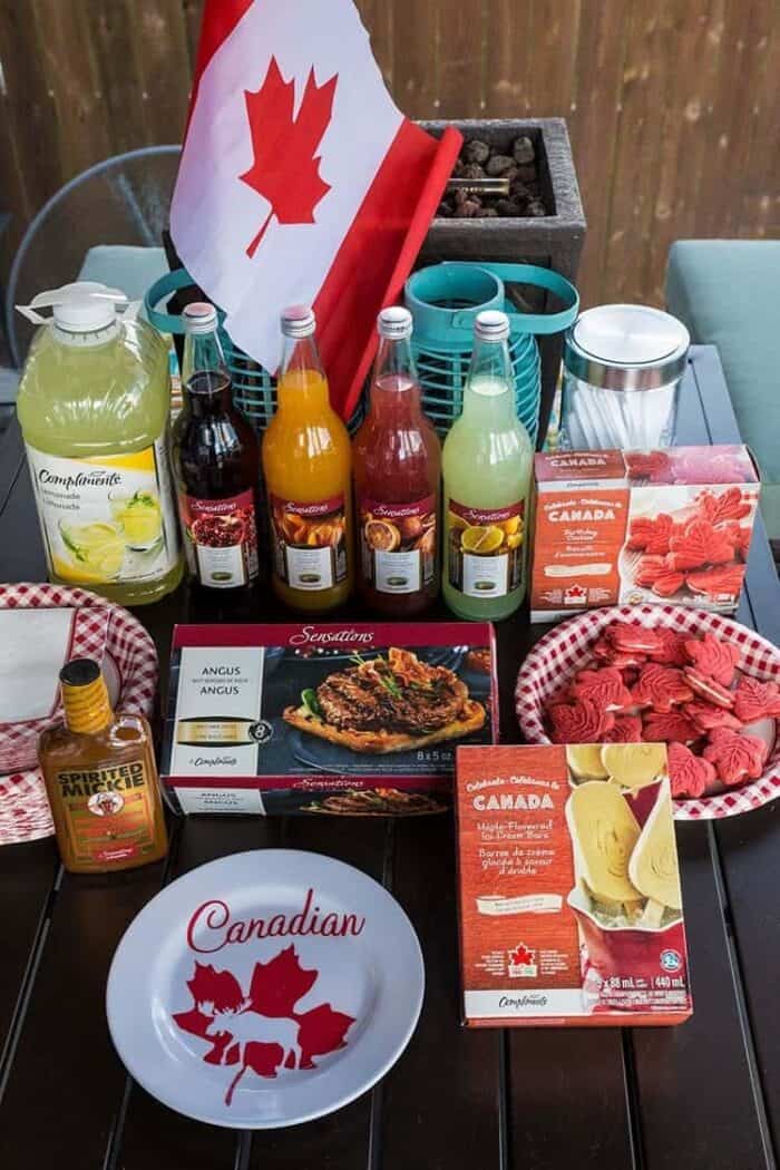Sobeys products for BBQ all in a table with the a Canadian Flag