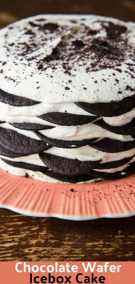 This chocolate wafer and whipped cream icebox cake is a classic from everyone's childhood! #cake #iceboxcake #chocolate #dessert