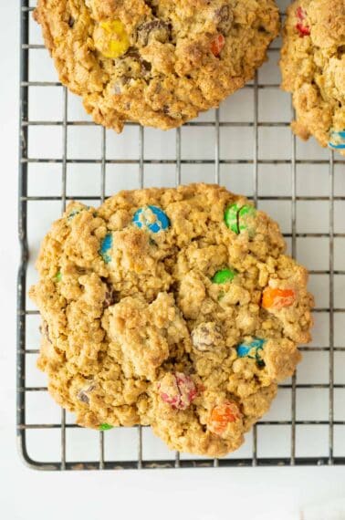 monster cookies on a cooling rack