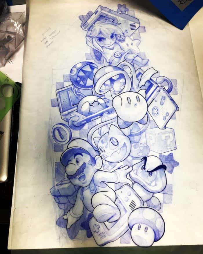 nintendo tattoo sleeve image