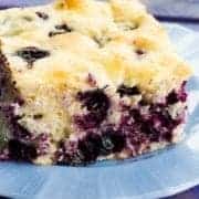 close up of Lemon Blueberry Overnight Breakfast Cake