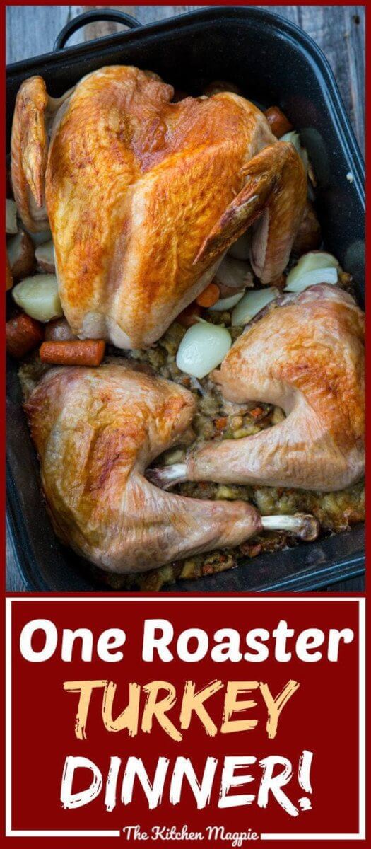 Deconstructed Turkey and Stuffing with Vegetables in ONE Roaster! This recipe is going to totally change how you roast your holiday turkeys, no word of a lie! #Christmas #turkey #stuffing #dressing 