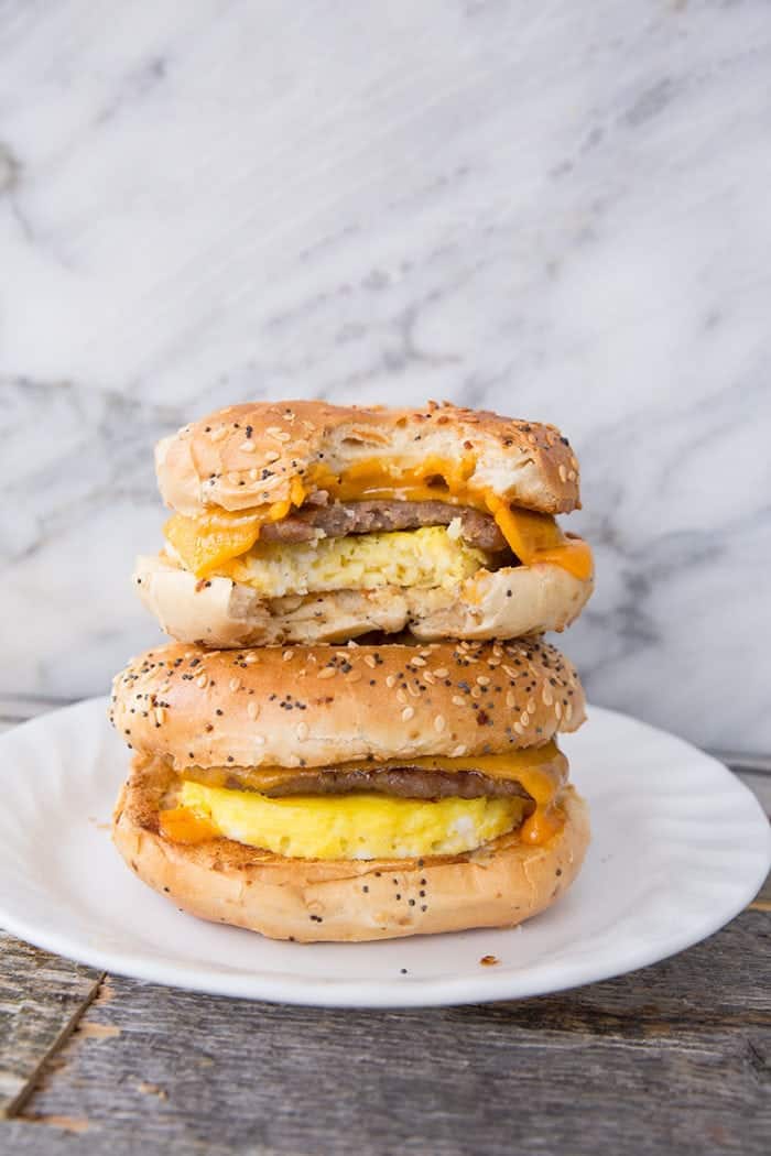 Make-Ahead Sausage & Egg Breakfast Bagels 