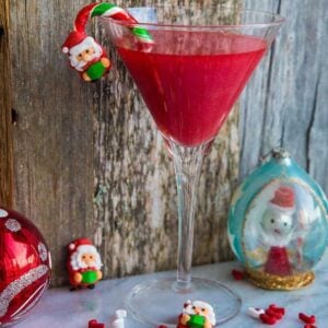 Santa Baby Cocktail with Santa and candy cane decoration