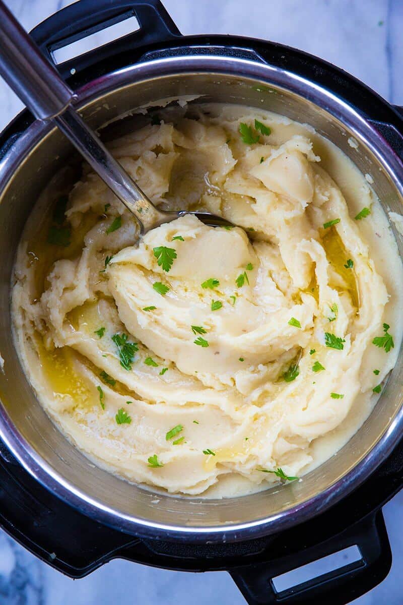 Instant Pot Mashed Potatoes using vegetable broth