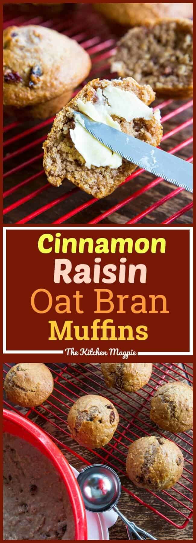 These Cinnamon Raisin Oat Bran Refrigerator Muffins will be your morning sanity saver! Kids and adults alike love them! #muffins #recipe #bran #oatmeal #raisins #baking