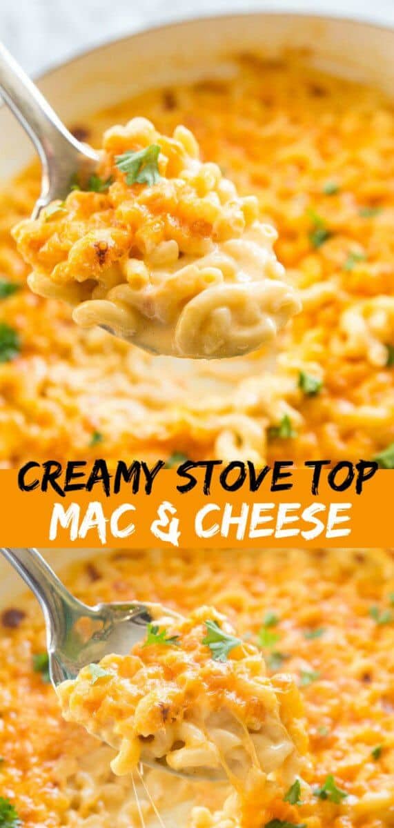 This Creamy Three Cheese Skillet Mac and Cheese is the most decadent mac and cheese I have ever eaten! #recipe #cheese #macandcheese 