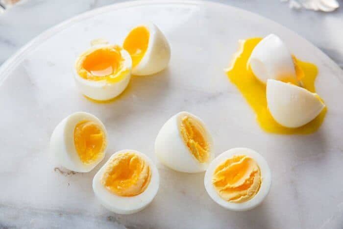 Instant Pot Hard Boiled Eggs in a marble background