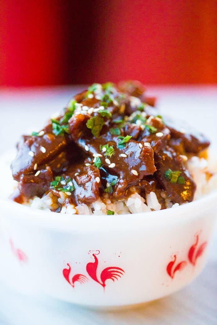 close up Instant Pot Mongolian Beef