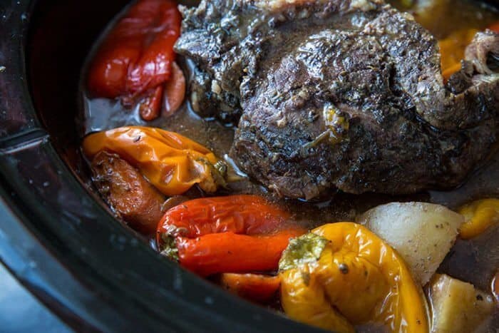Slow Cooker Italian Pot Roast with Peppers