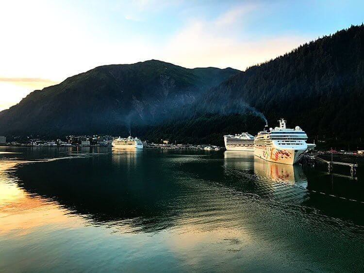 Cruise ships leaving the port of Juneau