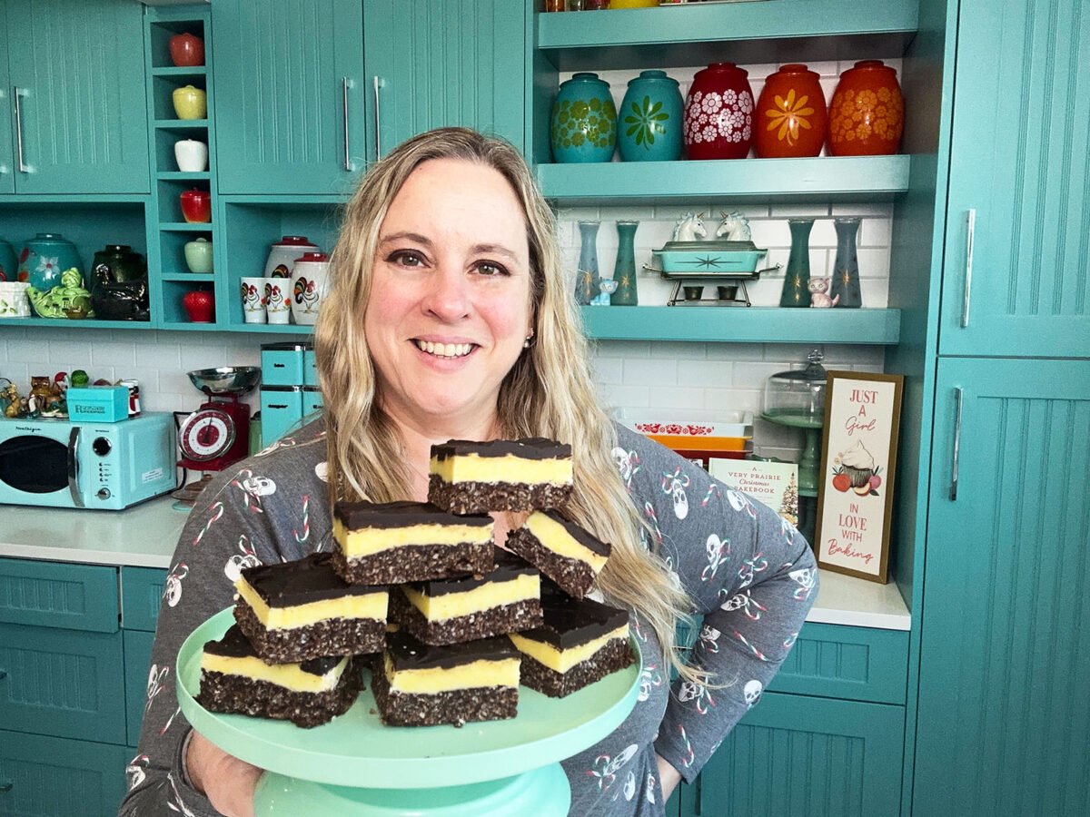 Karlynn and a plate of her Nanaimo bars 