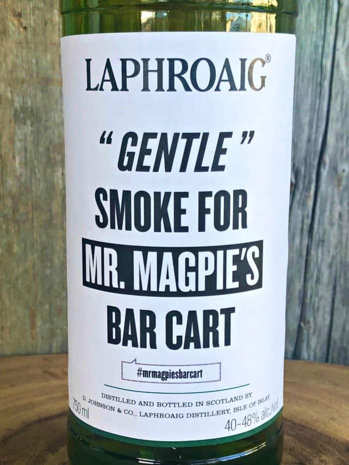 Close up Bottle of Laphroaig Select Scotch