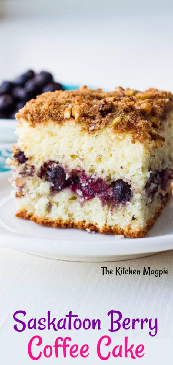How to make a classic coffee cake with Saskatoon berries! You can use blueberries instead as well. #coffeecake #saskatoons #blueberry