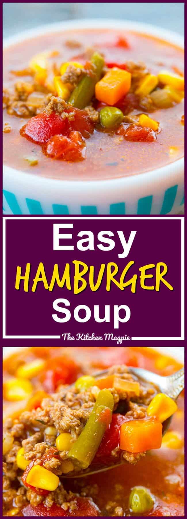 This easy to make and classic hamburger soup has been a dinnertime staple for decades now! #recipe #soup #instantpot #hamburger #recipe #dinner #supper #slowcooker