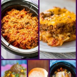 Collage of the top 5 slow cooker dinners from the past year