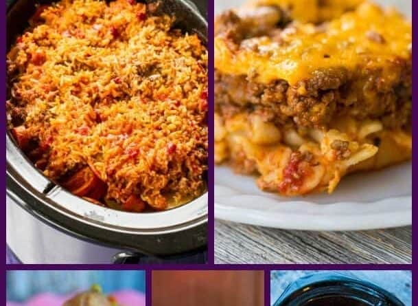 Collage of the top 5 slow cooker dinners from the past year