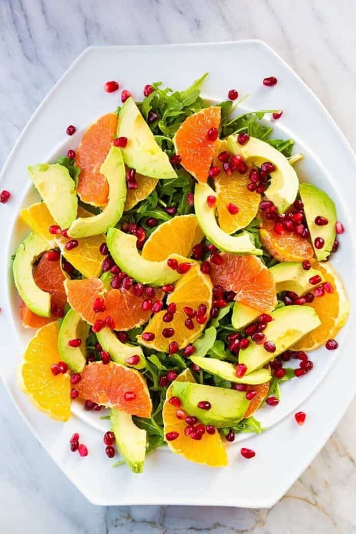 Winter Citrus Avocado Salad - citrus, avocado, pomegranate and arugula