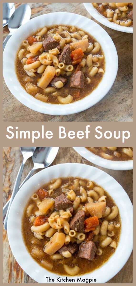 How to make a simple Beef Macaroni Soup with beef stewing meat #soup #beef #macaroni