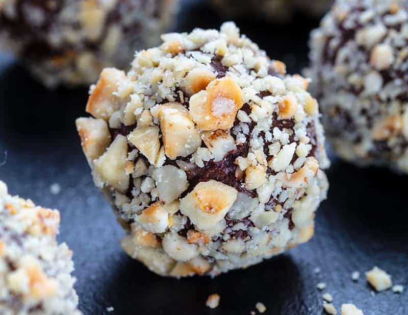 close up piece of Hazelnut Truffles