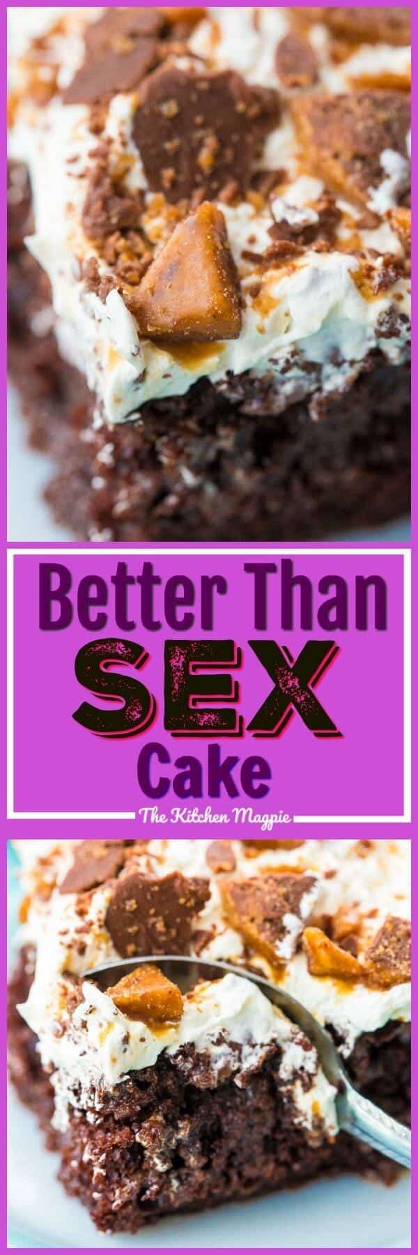 While the name may be risque, the actual Better Than Sex Cake is not! This cake has 5 ingredients, is easy to make and like the name indicates, it's pretty darn delicious! #cake #chocolate #cakemix #dessert #recipe
