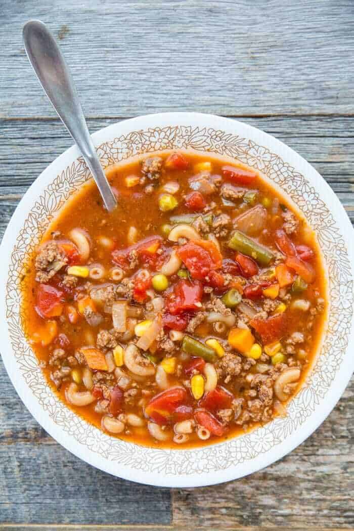 Hamburger Soup With Macaroni - The Kitchen Magpie