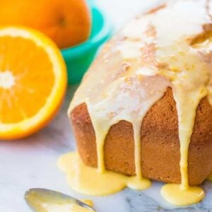 Orange Icing Glaze on top of Loaf cake