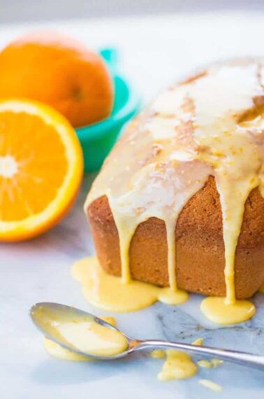 Orange Icing Glaze on top of Loaf cake