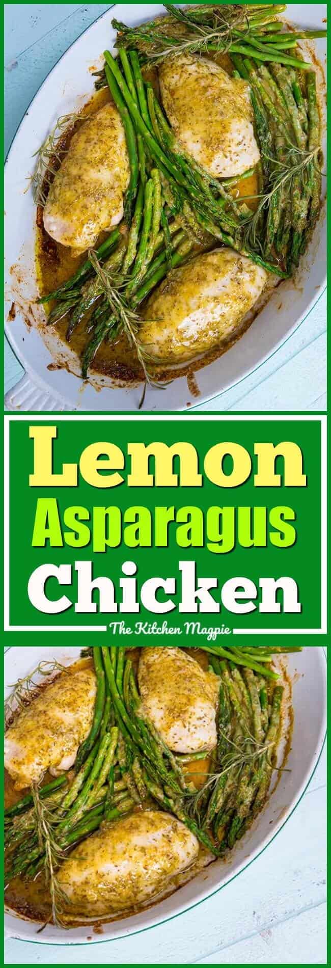 This Rosemary Lemon Chicken & Asparagus Dinner is sure to be a hit with the family! The fresh tang of lemon paired with rosemary and garlic is perfect for both the chicken AND the asparagus! #recipe #asparagus #lemon #chicken #healthy