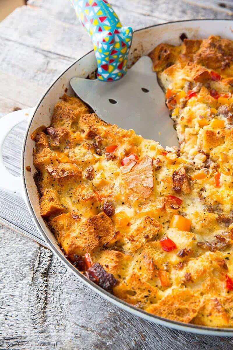 good crusty bread used for Sausage & Peppers Overnight Breakfast Strata