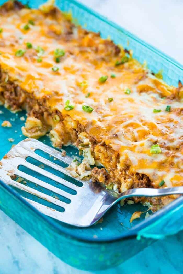 Sour Cream Ground Beef Noodle Casserole - The Kitchen Magpie