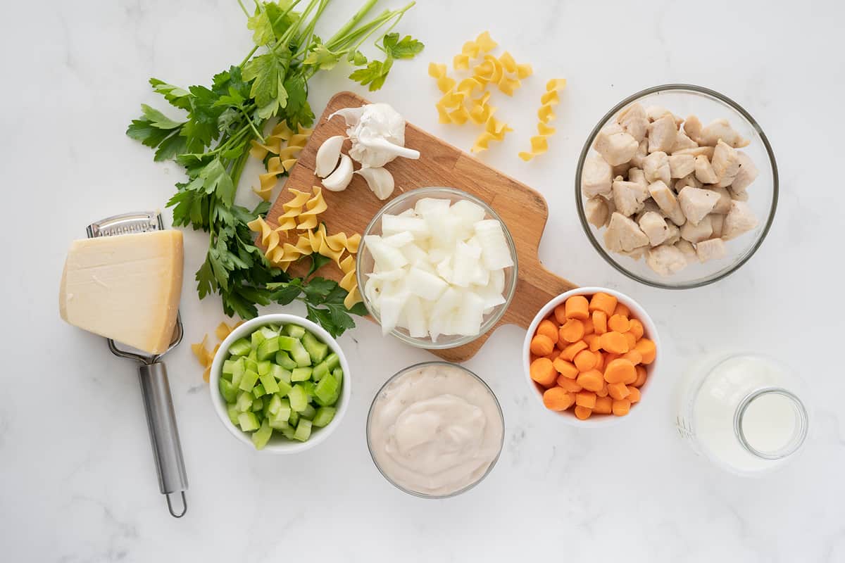 Ingredients in making Chicken and Noodles