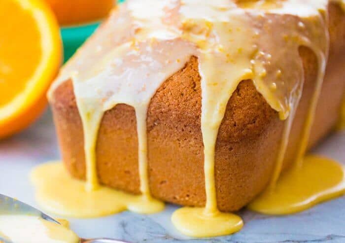 Orange Icing Glaze on top of Loaf cake