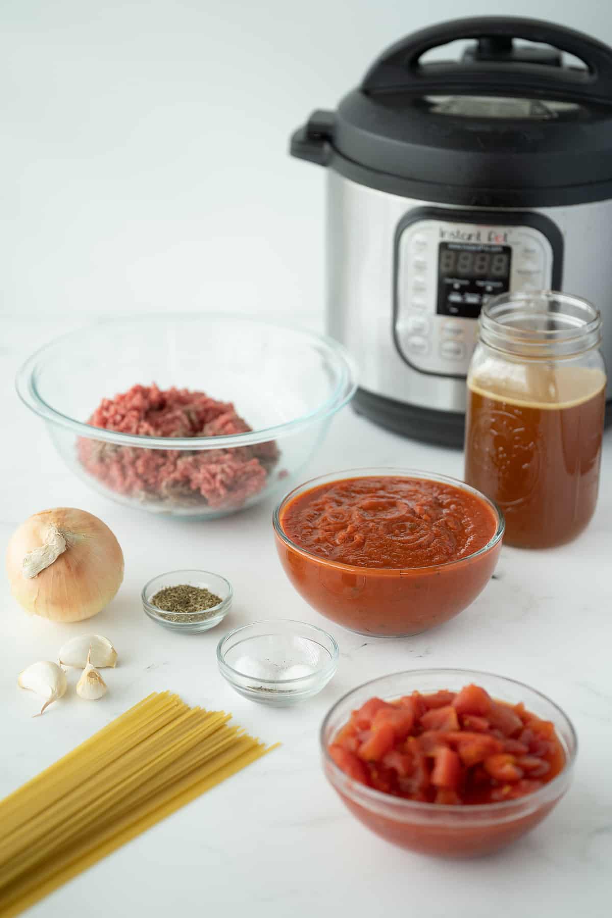 ingredients in making Instant Pot spaghetti