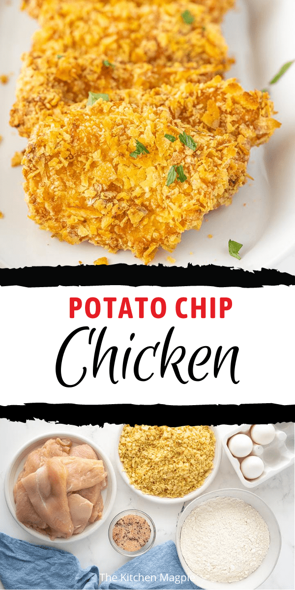 How to make amazing oven baked potato chip chicken just like your Grandma used to make! This is a classic oven baked chicken recipe! 