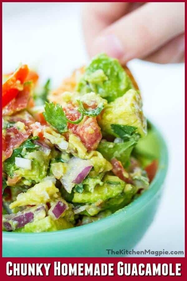 This chunky homemade guacamole is the easiest to make ever ! It's thick, chunky and if you don't have jalapenos or serranos, don't worry, it's still amazing! #guacamole #avocado #vegan #recipe #easy #appetizer #dip #spread #recipes #onions #tomato #guac
