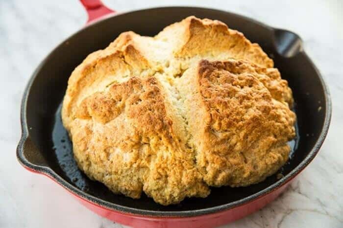 Irish Soda Bread in Large Red Skillet