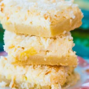 Close up Stack of Hawaiian Cheesecake Bars