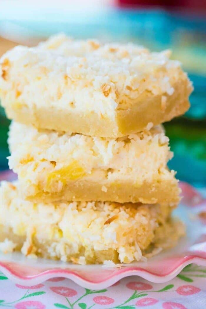  Close up Stack of Hawaiian Cheesecake Bars 