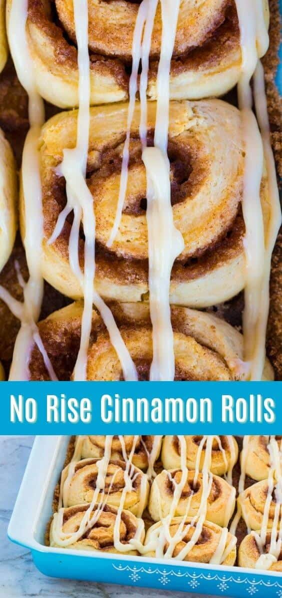 These fast, fluffy cinnamon rolls rise WITHOUT YEAST which makes them perfect for an emergency morning cinnamon bun! #cinnamonbuns #cinnamonrolls #breakfast #brunch #sweet #dessert #noyeast #recipe #baking #cinnamon
